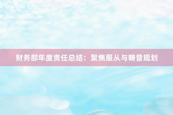 财务部年度责任总结：聚焦服从与畴昔规划