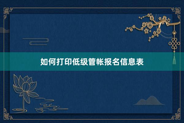 如何打印低级管帐报名信息表